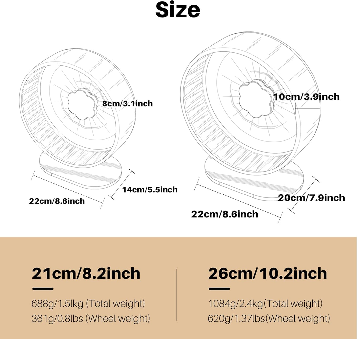 Bucatstate Super Silent Hamster Wheel Hamster Accessories Hamster Running Toys Small Animals Exercise Wheels Transparent 10.2 Inches