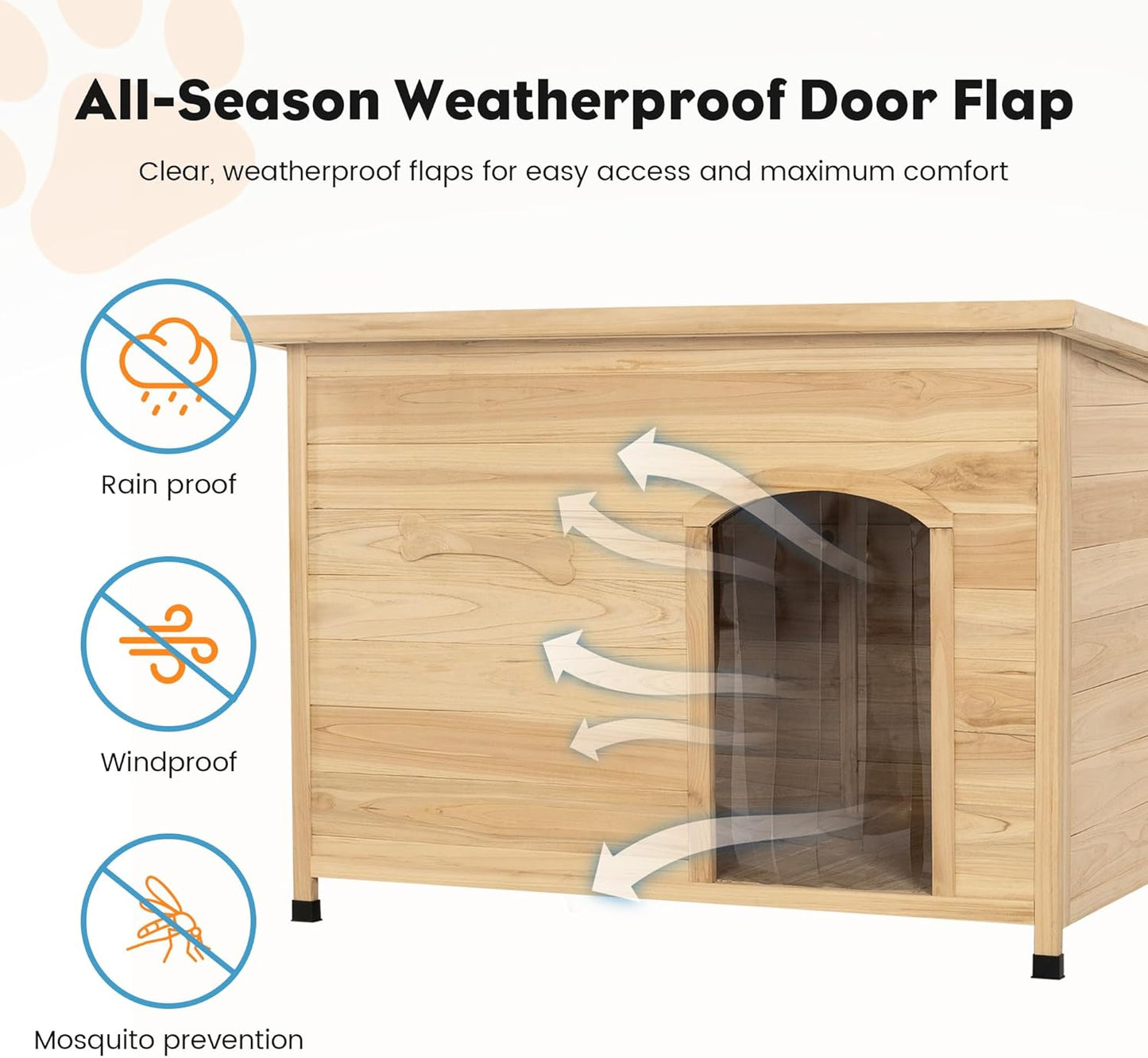 Large Solid Wooden Dog House,Suitable for Both Indoor and Outdoor, Suitable for Large Dogs and Animals of The Following Size, Easy to Clean,Can DIY,45.75" W x 31.25" D x 32.5" H