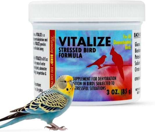 Morning Bird Vitalize, Supplement for Sick, Injured, or Stressed Caged Birds; Dehydration and Exhaustion Treatment for Parakeets, Cockatiels, Budgies, Finches, Canaries, and Parrots, 3 oz