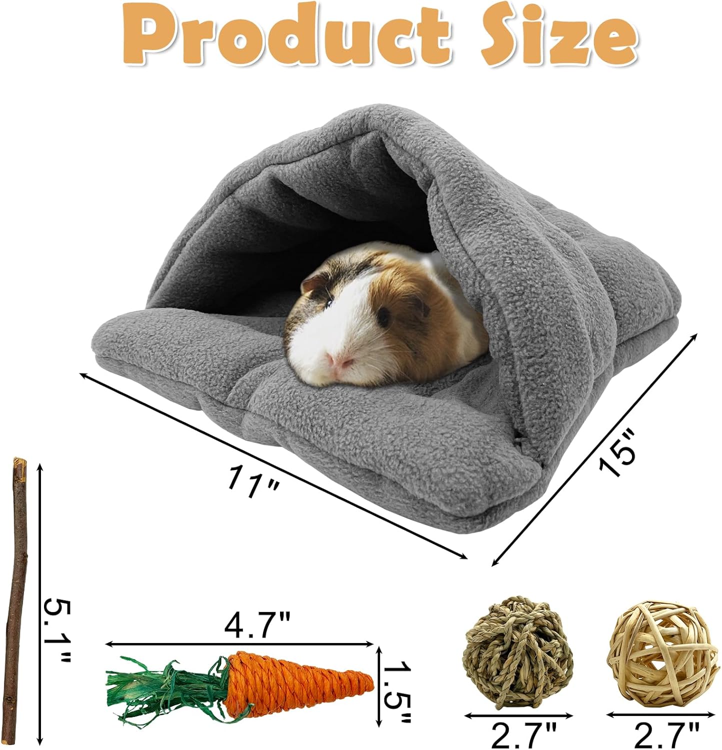 kathson Rabbit Cave Sleeping Bed Guinea Pig Hideout Cozy House Pet Soft Warm Fleece Winter Slipper Cushion Small Animal Nest Cage for Ferrets Squirrel Hamster Chinchilla Rat Hedgehog Bunny