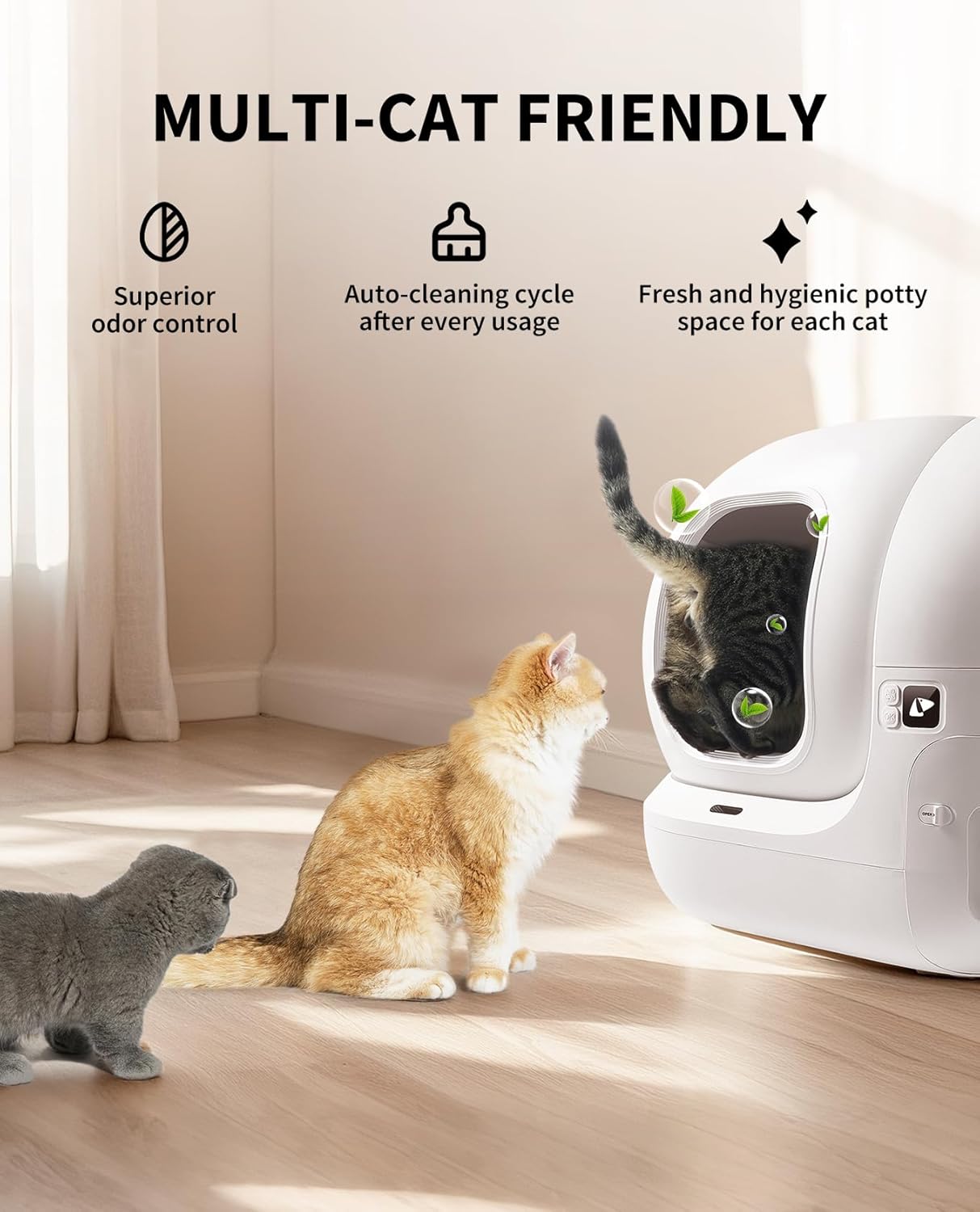 PETKIT PuraMax 2 Automatic Self-Cleaning Cat Litter Box, App Control Scoop-Free Litter Box with Safety Sensors, Odor Free & Anti-Leakage Basic Bundle Includes Trash Bags,2.4G WiFi & Low Entrance