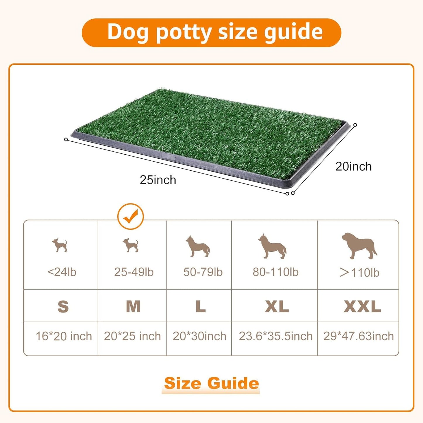 LOOBANI Dog Grass Pad with Tray - Dog Litter Box - Indoor Potty for Apartment and Patio Training - with 2 Packs Grass Pee Pads for Replacement, 20×25 Inch