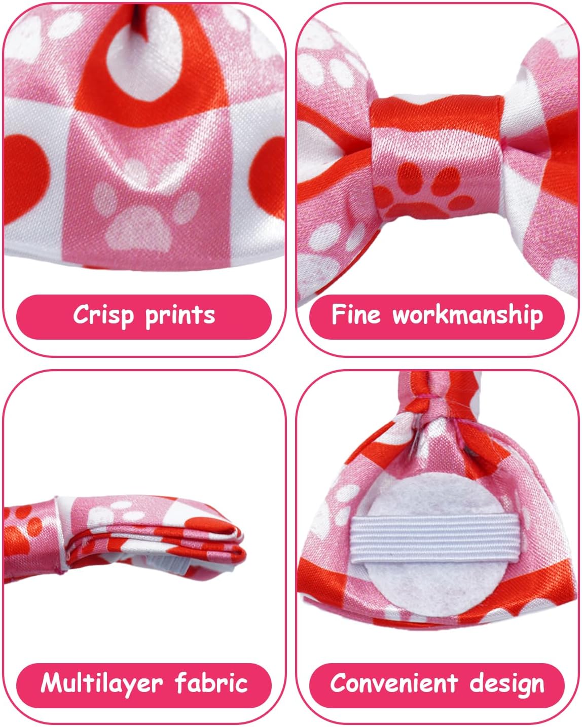 PET SHOW 10 Pack Paw Small Dog Bow Ties Sliding Collar Attachments Puppy Cats Bone Bowties for Medium Dogs Cute Bowknots Wedding Party Holiday Pet Grooming Accessories(Small)