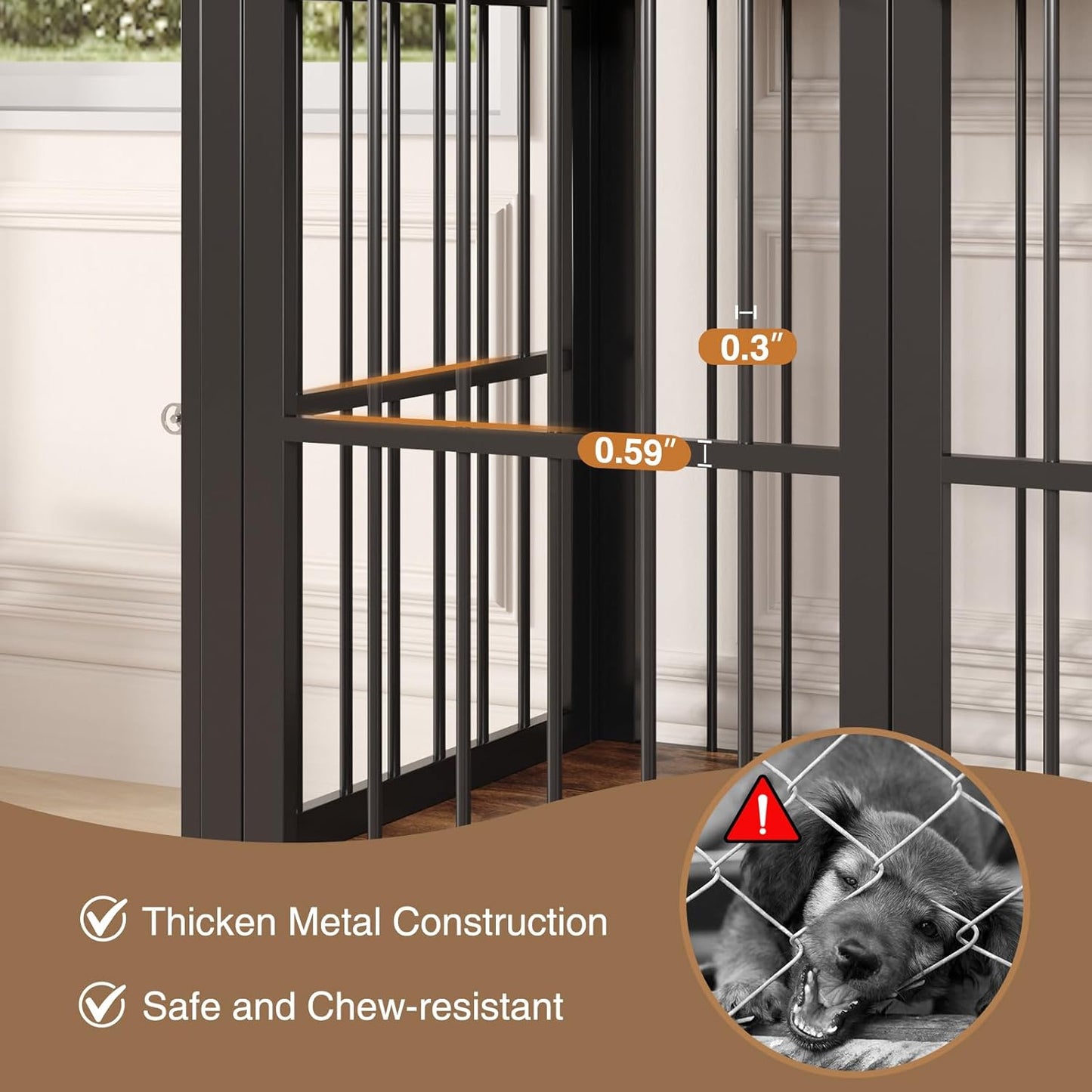 39.4" Dog Crate Furniture for Medium and Large Breed, Dog Kennel Furniture with Storage Shelf & Lockable Wheels, Heavy Duty Wooden End Side Table Pet Cage Indoor, Chew-Resistant, Brown