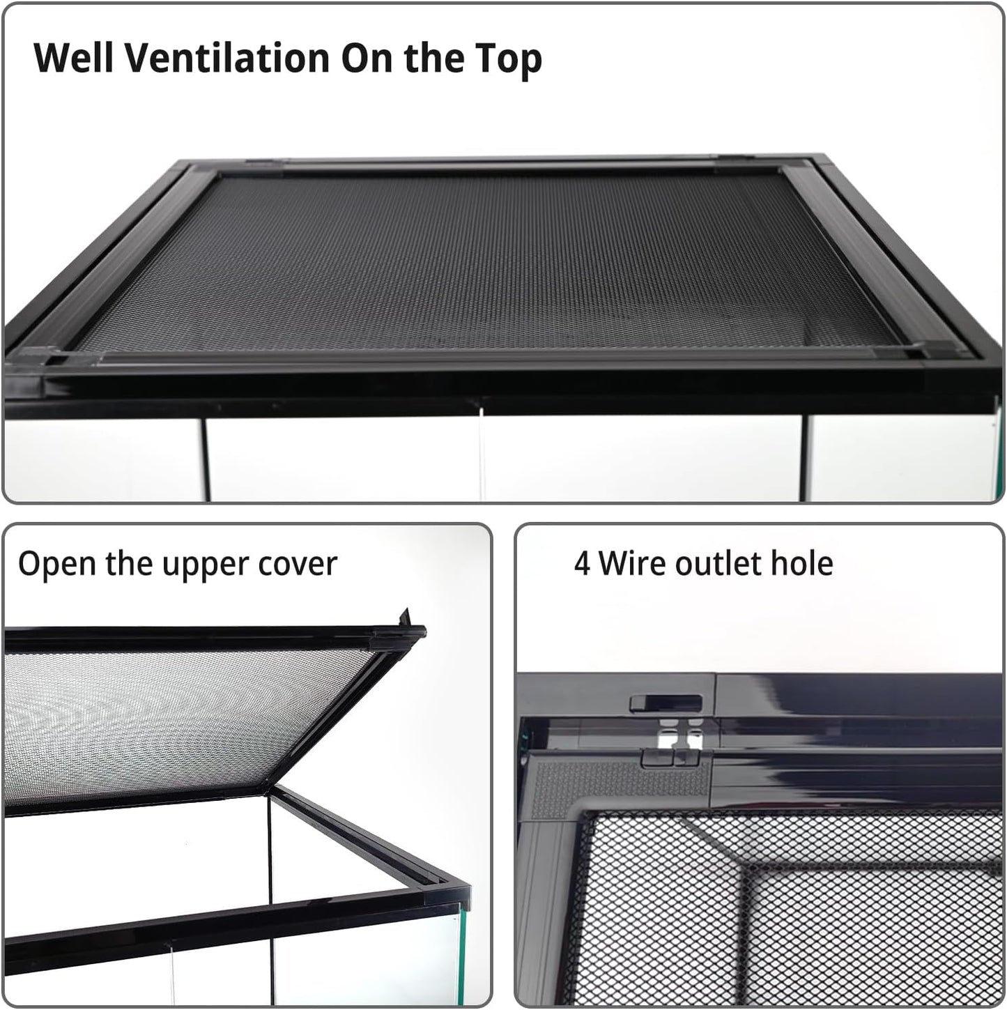 30 Gallon Tall Reptile Glass Tank Terrarium 18"x18"x24" Large Habitat Enclosure for Gecko,Lizard,Chameleon,Frog,Snake,No Install Needed and Come with Tank Background