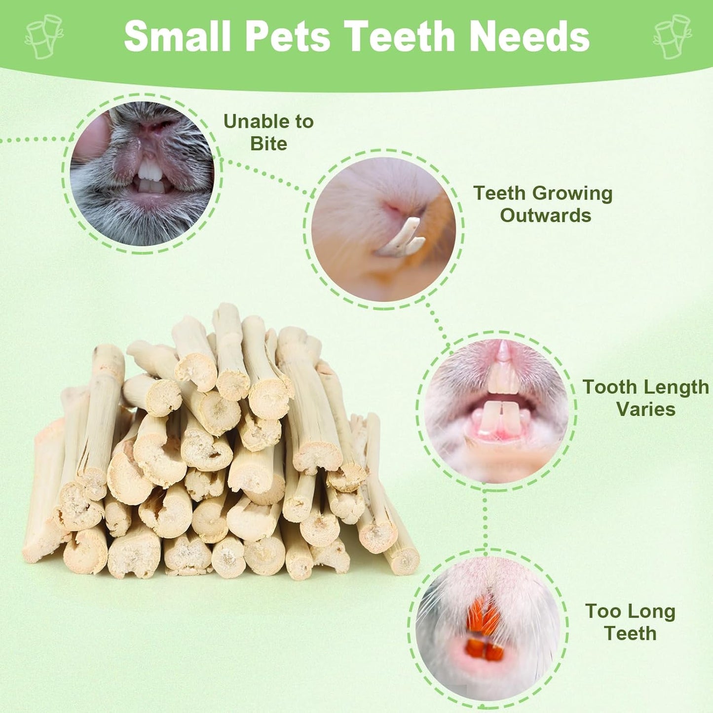 2.7lb Sweet Bamboo Sticks for Rabbits Chew Sticks Toys Guinea Pig Hamster Chinchilla Molar Treats Snacks, Natural Teeth Grinding Toys