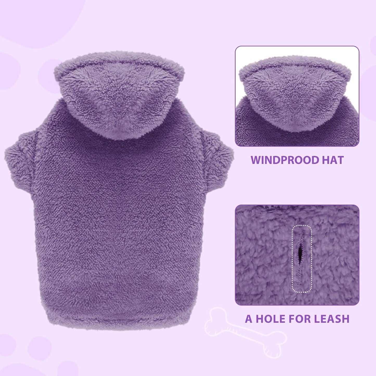 Fuzzy Dog Sweaters for Large Dogs Pet Hoodie Clothes Warm Soft Pet Coats Hooded Sweatshirt Dog Hoodie for Large Dogs(Purple-L)