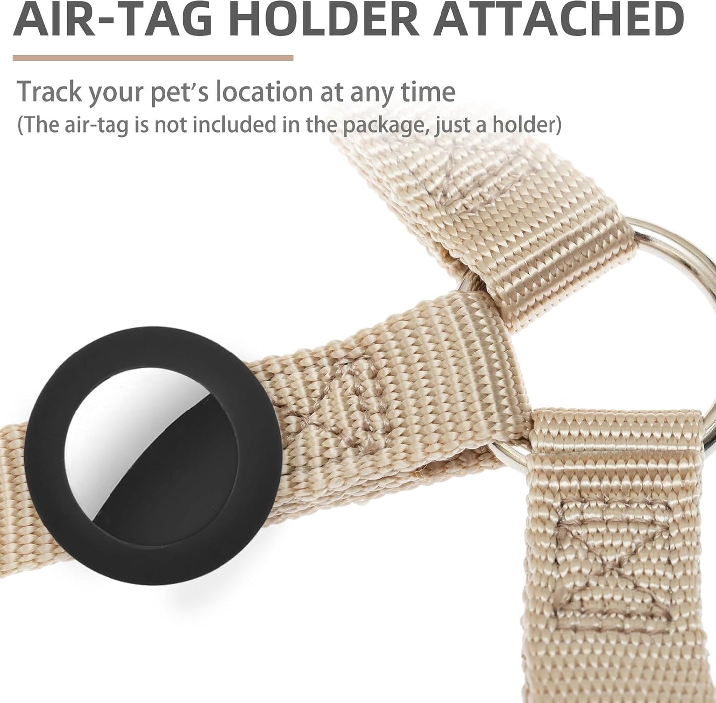 PUPTECK No Pull Dog Harness Soft Adjustable Basic Nylon Step in Puppy Vest Outdoor Walking with ID Tag and A-ir Tag Case, Cream, L