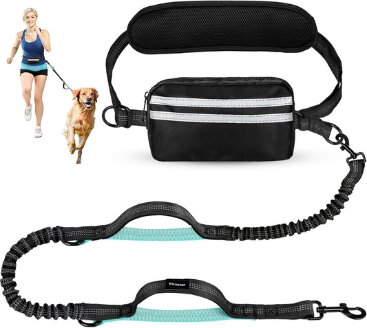 Hands Free Dog Leash, Retractable Bungee with Double Padded Handles, Waist Leash for Dog Walking, Heavy Duty for Large Dogs, Mint Green