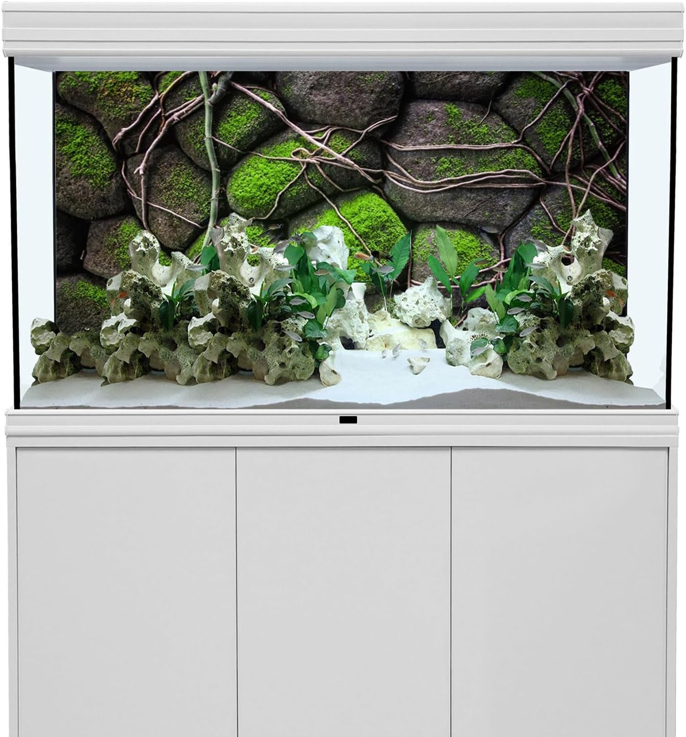 AWERT 72x18 inches Stone Aquarium Background Rock Fish Tank Background Rocky Terrarium Background Vinyl