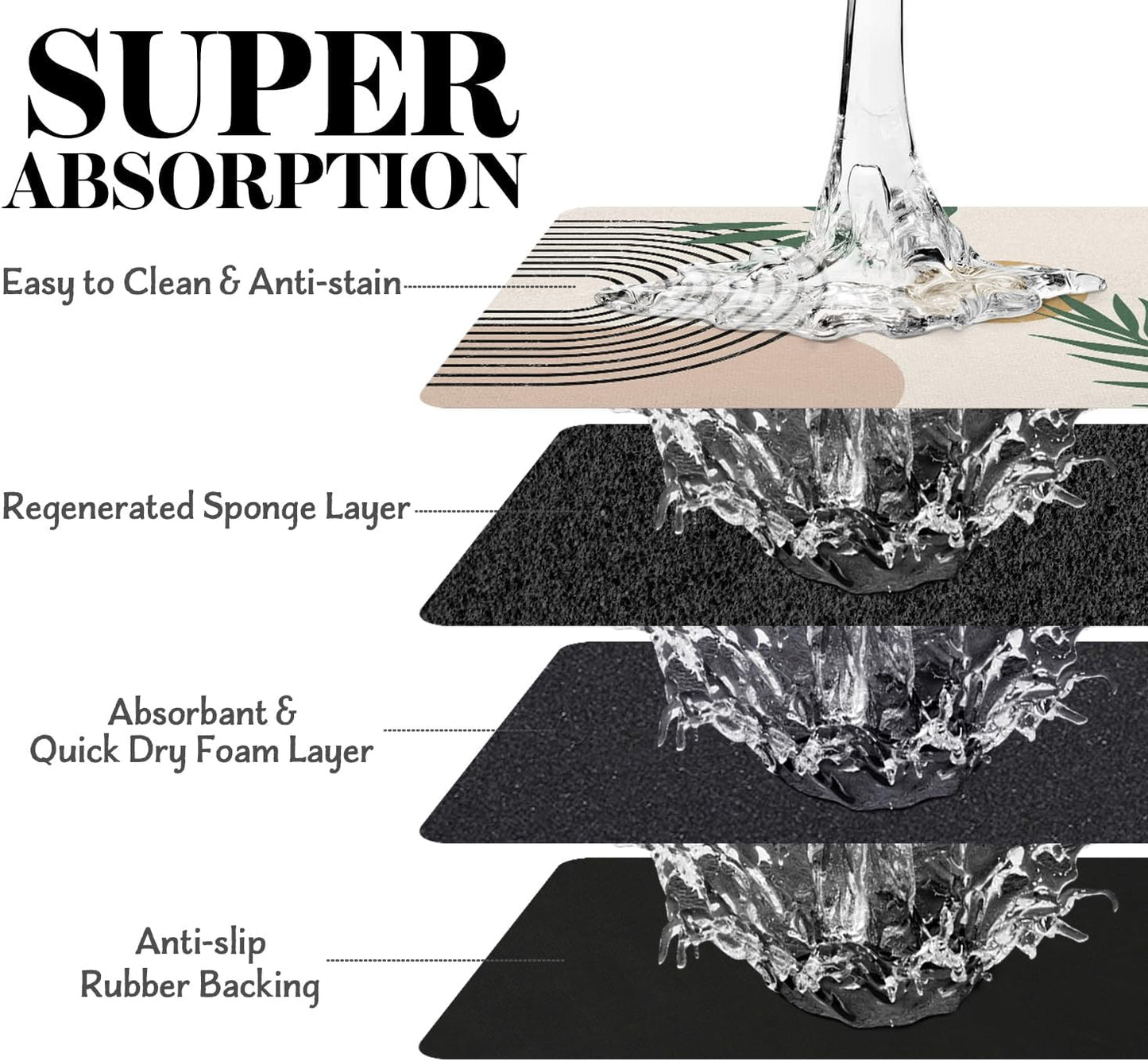 Dog Food Mats for Floors Super Absorbent, Pet Cat Food Mat - Non Slip Dog Bowl Mats for Food and Water, Eco-Friendly Boho Dog Placemats Feeding Mat