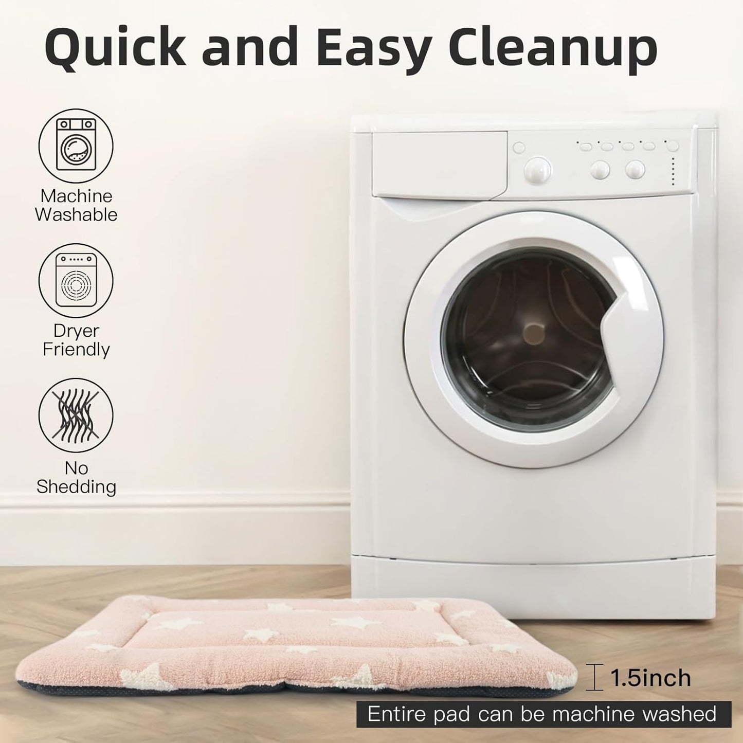 Mora Pets Dog Crate Pad Kennel Bed Crate Mat for Small Dogs Washable Cute Star Pet Bed for Dog Cage Ultra Soft Flat Puppy Cat Kitten Pillow Cushion for Sleeping Anti-Slip Pink 24 x 18