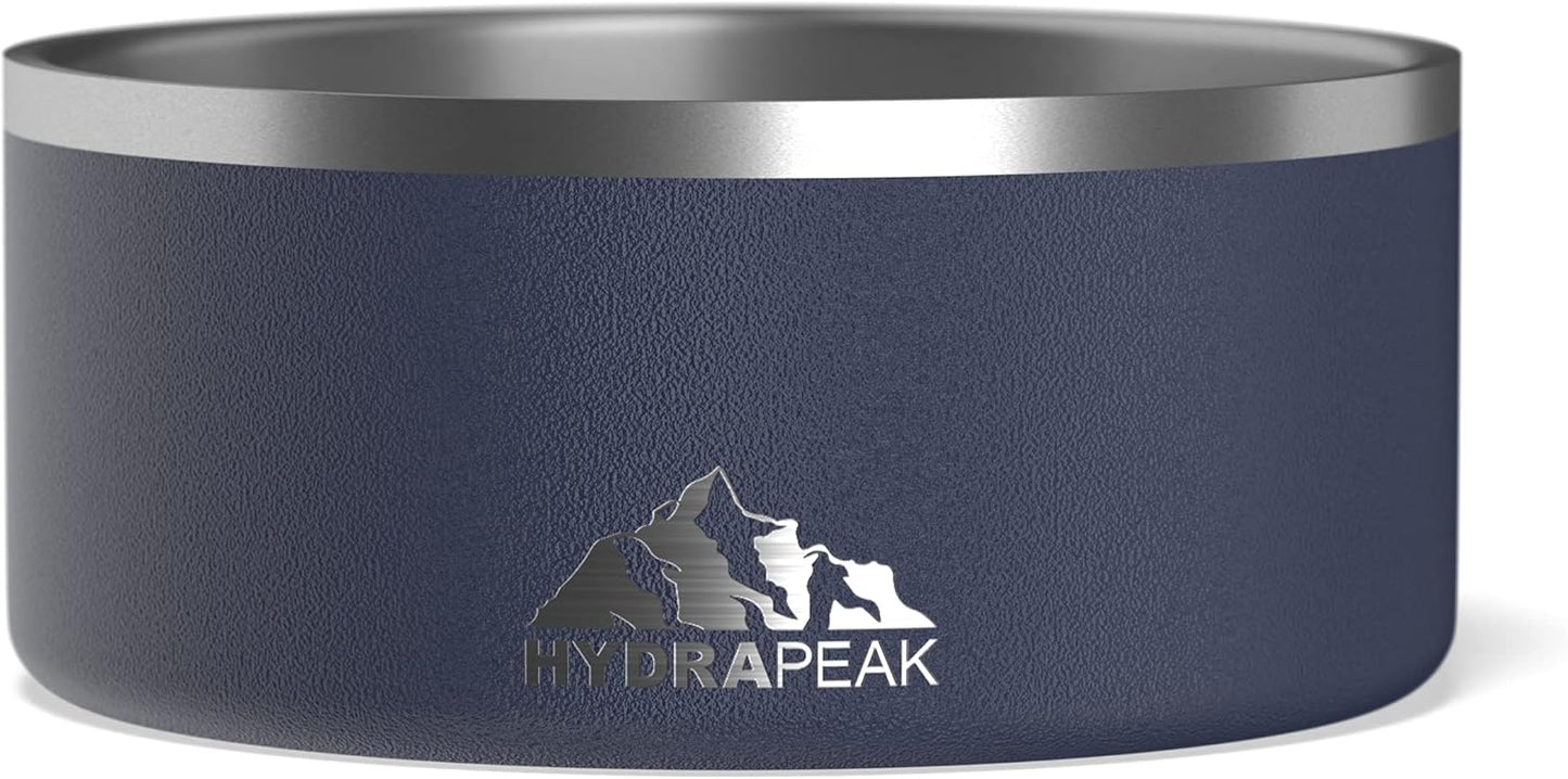 Hydrapeak Dog Bowl; Non Slip Stainless Steel; Water and Food Dish; Large Sized and Small Dogs; 32oz 64oz; Multiple Sizes | 8 Cup | Navy