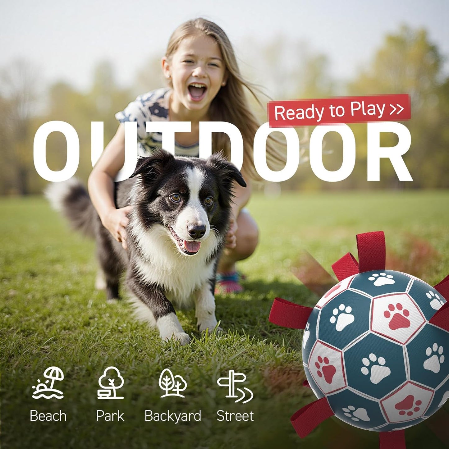 QDAN Premium Dog Balls Toys, Pet Training Soccer Ball with Straps, Puppy Birthday Gifts, Dog Water Toy, Durable Herding Balls for Small Medium Dogs, Pet Toys Puppy Ball (6 Inch)