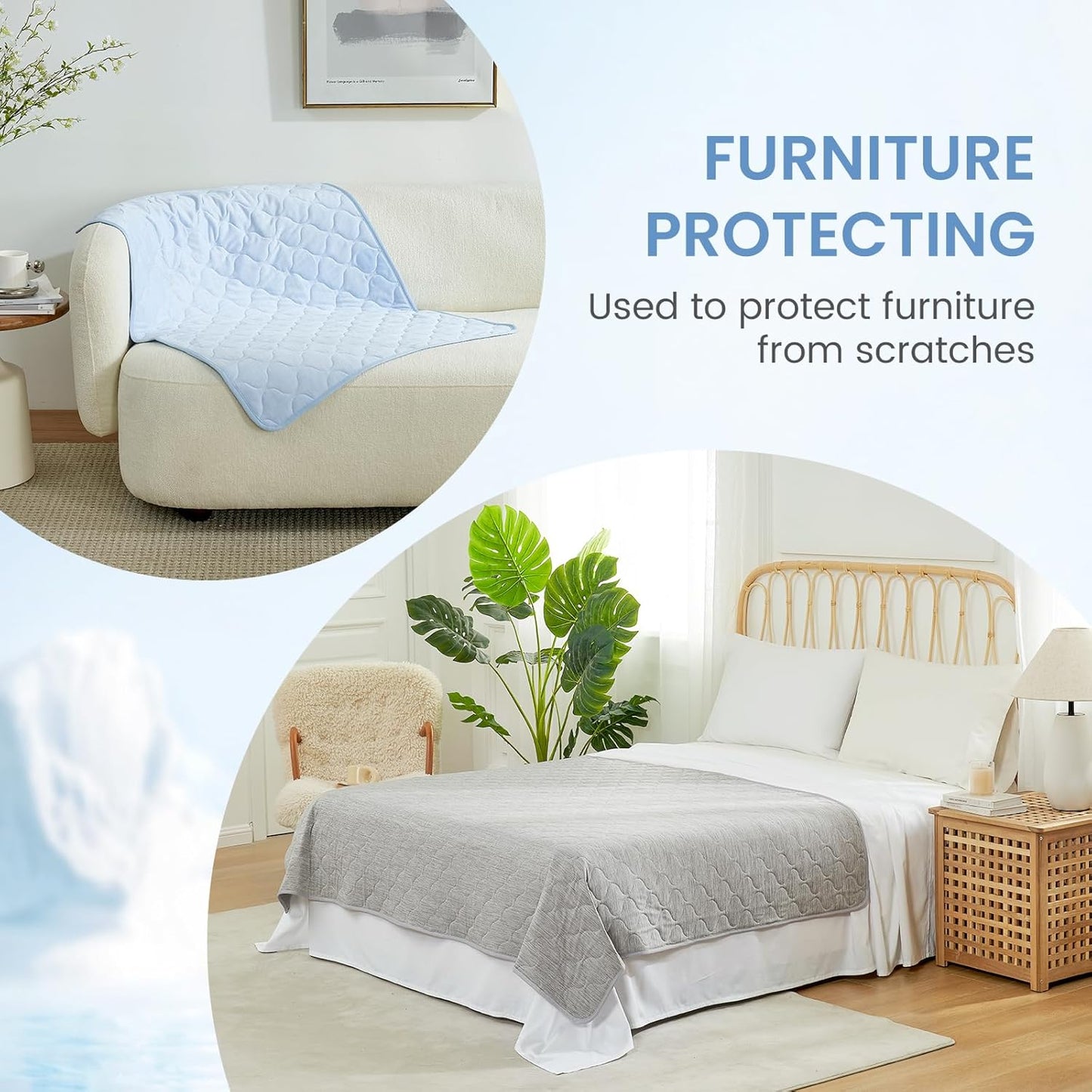 Cozy Bliss Leakproof Cooling Blanket for Medium Dogs – Q-Max>0.4, Durable & Washable Dog Cooling Mat for Hot Weather, Soft Pet Throw & Couch Protector for Dogs & Cats, 30x40 Inch, Heather Cool Blue