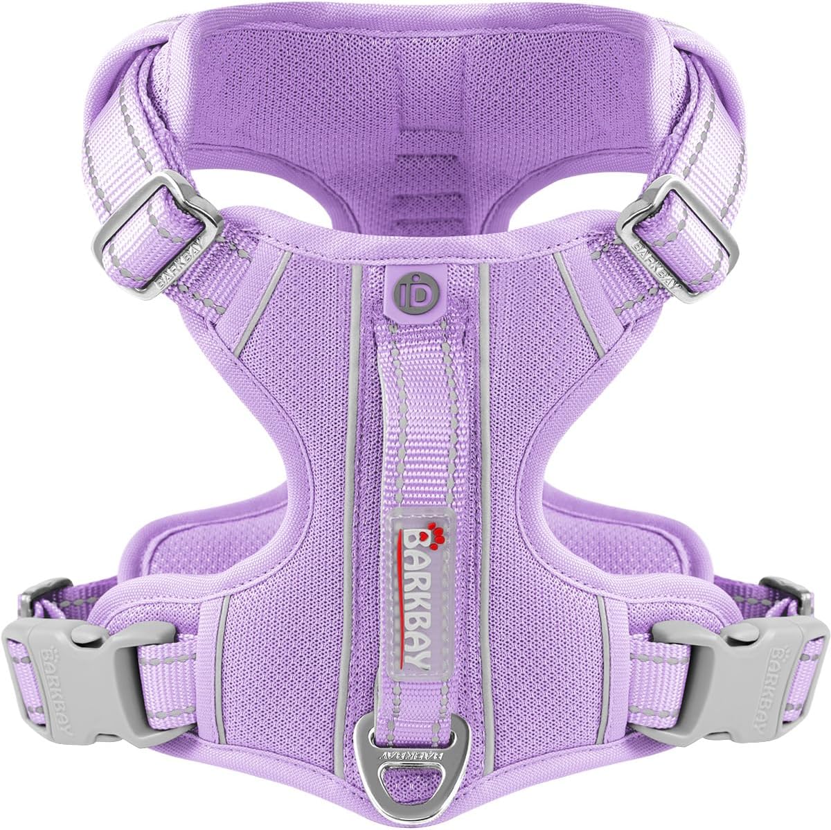BARKBAY Dog Harness No Pull with ID Tag Pocket - Heavy Duty, Reflective, Easy Control for Large Dogs(Violet Purple,S)