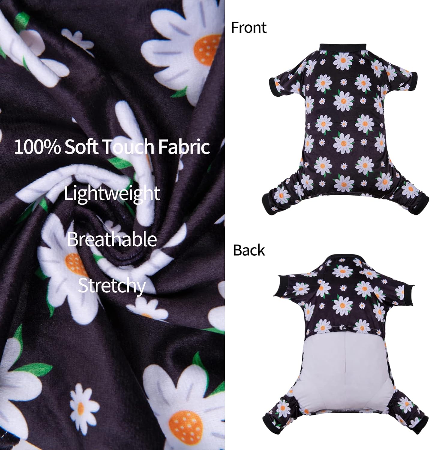 CuteBone Small Dogs Outfit Soft Puppy Onesies Pjs Dog Pajamas Pet Coat Cat Apparel Comfy Doggie Jumpsuit Bodysuit for All Seasons P221S