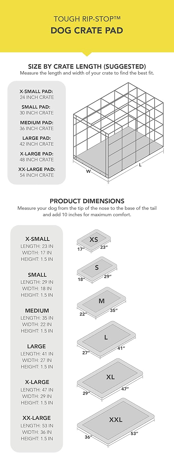K9 Ballistics Tough Ripstop Dog Crate Pad - Durable & Machine Washable with Non-Skid Bottom and 120-Day Warranty, Fits 54" Wire Crates - XX-Large, Light Gray Velvet