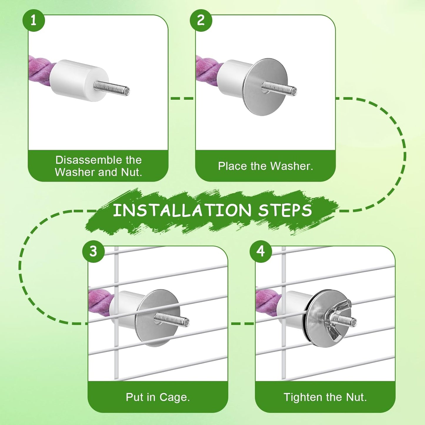 3 Pcs Bird Rope Perches Gradient Color, Bendable Parrot Bird Perch Rope Stand for Cage, Stand Climbing Stand Toy for Cockatiels, Lovebirds, Budgies, Parakeets (2 Long + 1 Short)