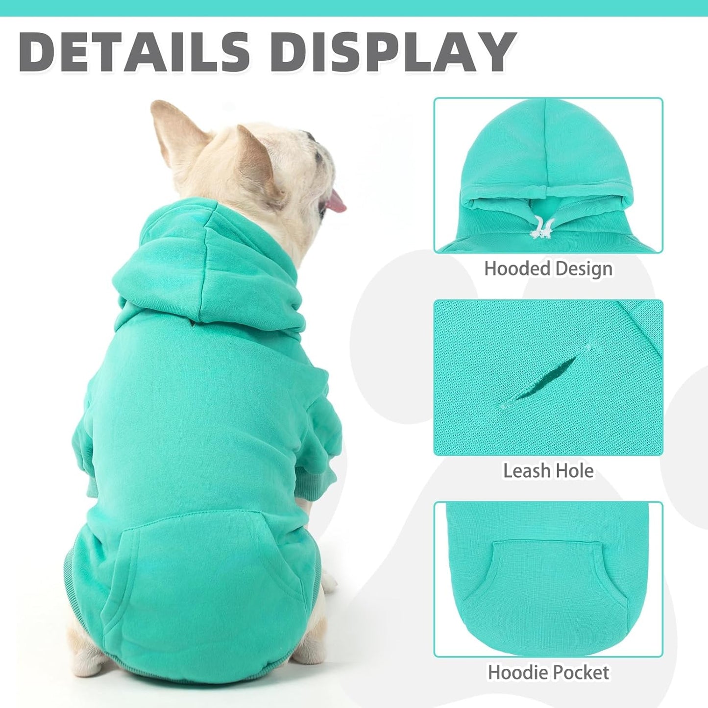 KOOLTAIL Basic Dog Hoodie - Soft and Warm Dog Hoodie Sweater with Leash Hole and Pocket, Dog Winter Coat, Cold Weather Clothes Sweatshirt for Small Medium Large Dogs Puppy Cat Boys Girls Lake Blue XXL