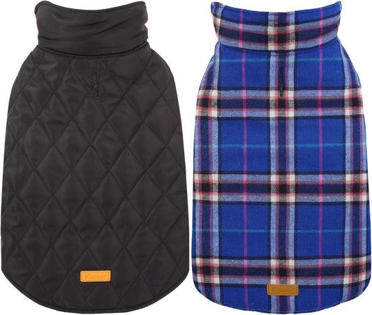 Kuoser Waterproof Dog Coat, Reversible Dog Jacket for Large Dogs, Adjustable Durable Doggie Winter Coat for Groowing Puppies Warm Puppy Cold Weather Apparel, Navy L