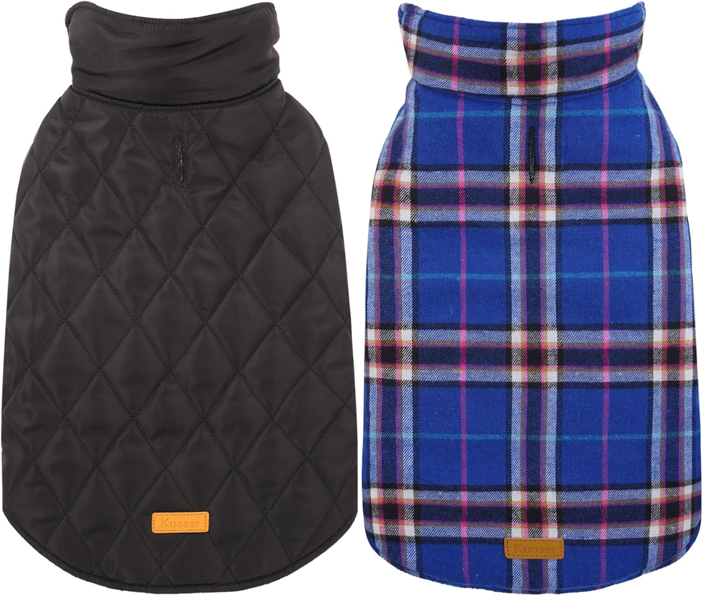 Kuoser Warm Dog Coat, Waterproof Dog Jacket for Extra Large Dogs, Adjustable Durable XXL Doggie Winter Coat Reversible Puppy Cold Weather Apparel from Small to Large Breed, Navy XXL