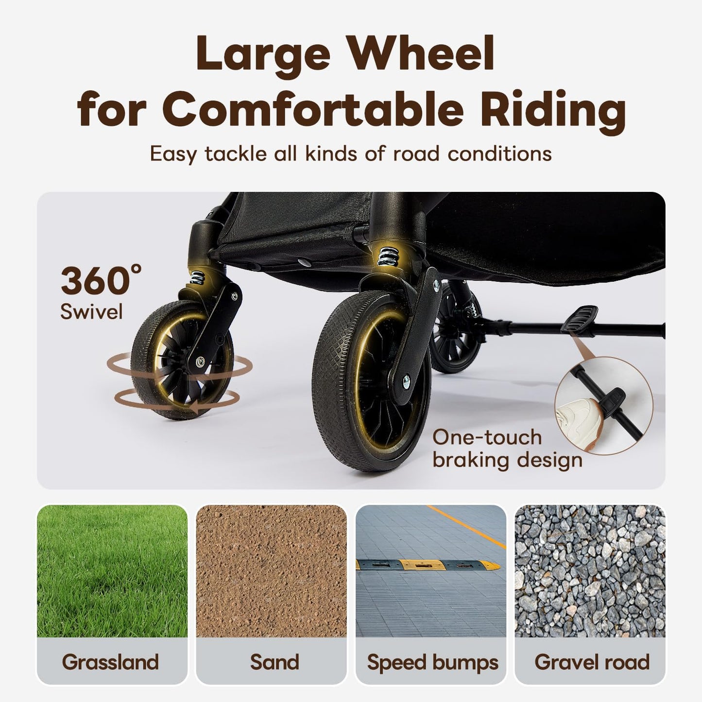 【One-Pull Open Ver.】 PETTENA One-Touch Foldable Dog Stroller for Small Dogs Cats up to 44 Lbs, Cat Stroller for 2 Cats, Large Space, Black