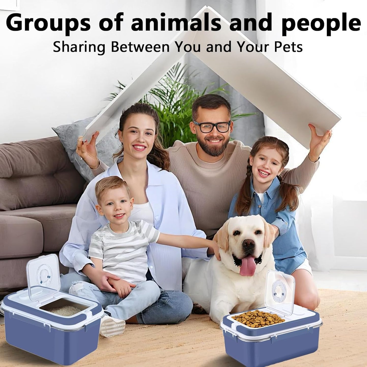 Sanbo Dog Food Storage Container Stainless Steel with Scoop,Airtight Pet Metal Food Storage Bin,Cat Food Canister,Storage Box with Date Tracker for Kitchen (Blue, 7.5L)