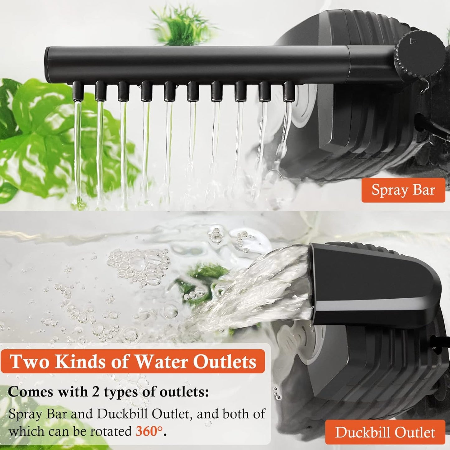 FEDOUR 165GPH Aquarium Filter U-V, 8W Adjustable Fish Tank Filter, U-V Submersible Internal Filter for 10-50 Gallon Tank, with Biochemical Cotton