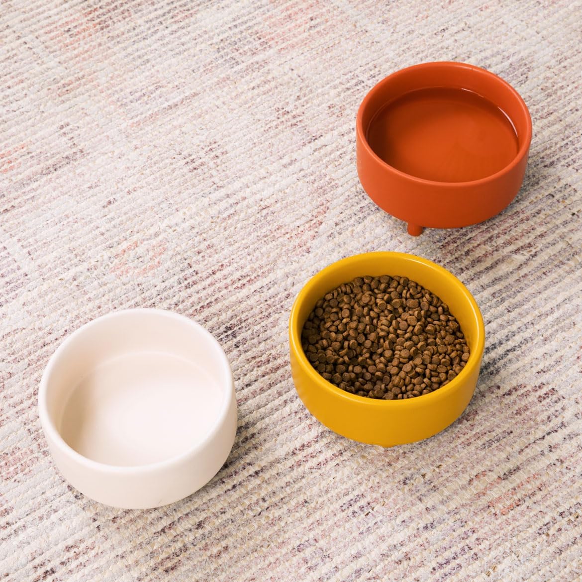 Waggo Uplift Ceramic Dog Bowl for Small Medium and Large Breeds - Heavyweight and Durable Pet Food and Water Dish Crock, Dishwasher Safe, Modern, Elevated Feeder (Mustard, Small)