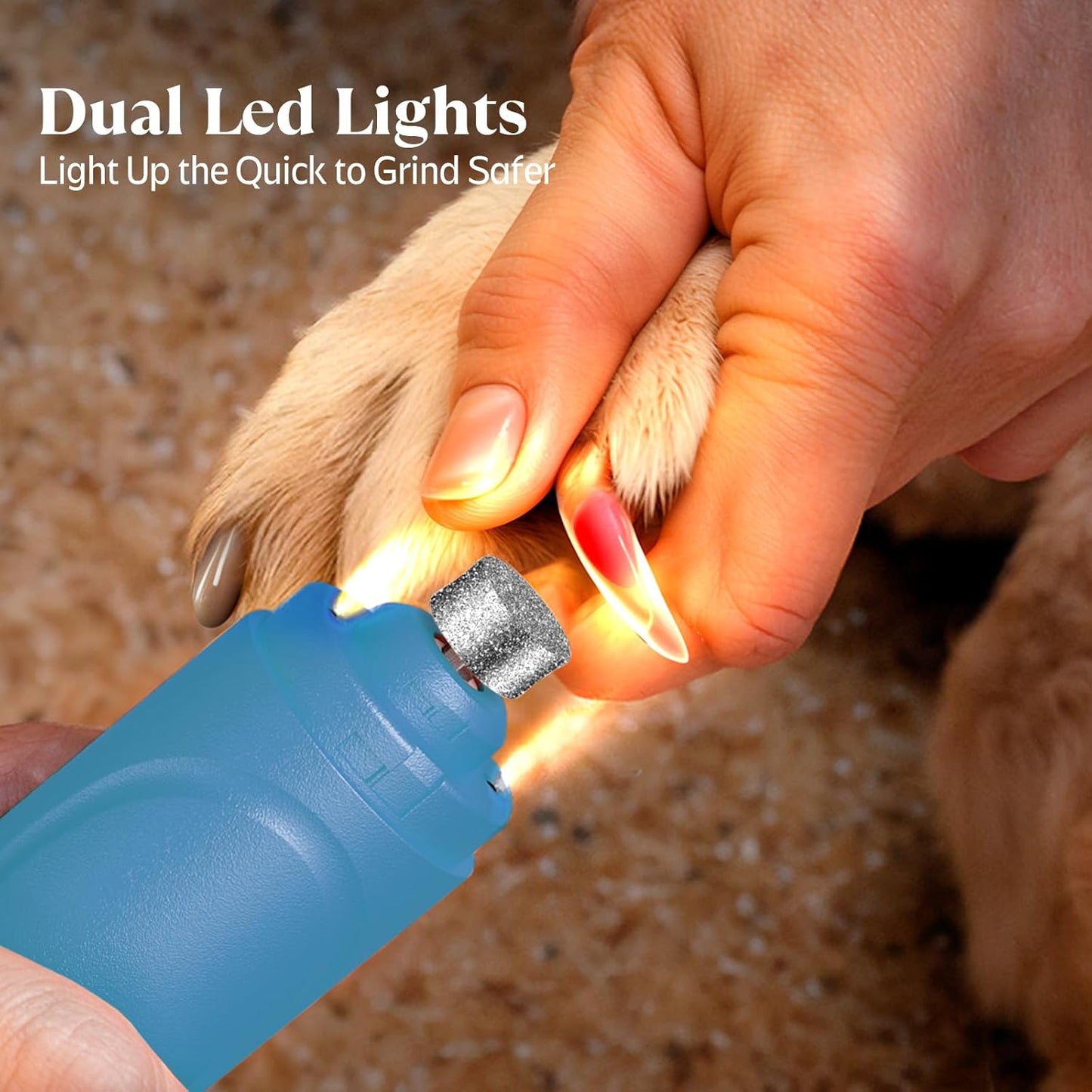 YABIFE Dog Nail Grinder, Dog Nail Trimmers and Clippers Kit, Super Quiet, Rechargeable, for Small Large Dogs Cats Toenail Claw Grooming,3 Speeds