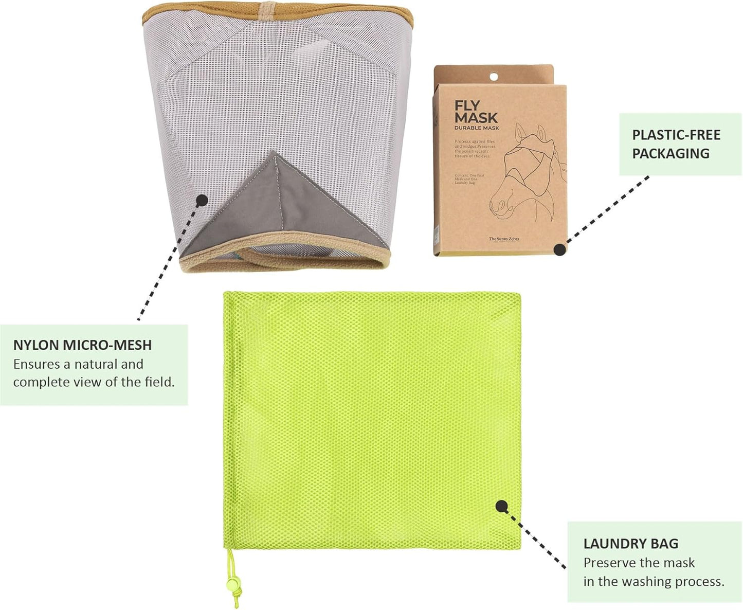 Fly Masks for Horses, 70% Uv-Block, Breathable Fly Mask for Equines, Durable, Comfortable Fit for All-Day Protection, Horse Size (Horse Fly Mask, Standard)