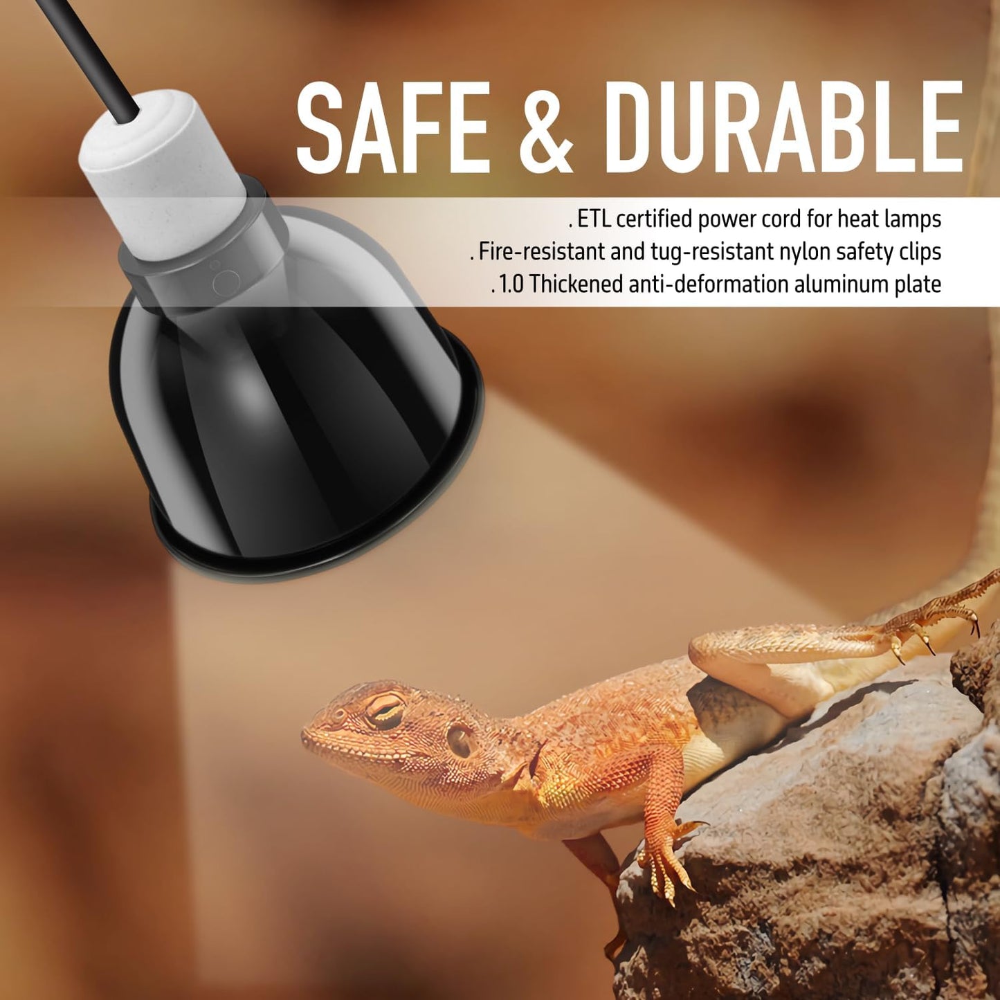 Reptile Light Fixture, 5.5'' Standard Dome, Fits Reptile Heat Lamp Bulb/Ceramic Heat Emitter, Reptile Heat Lamp Fixture