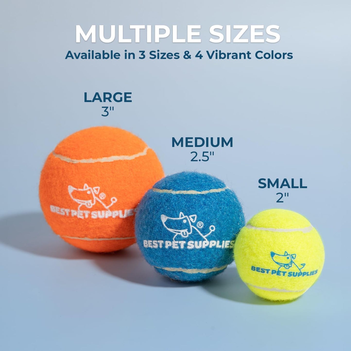 Best Pet Supplies Interactive Squeaky Dog Chew Toy, Ideal Dog Toys for Chewers, Small, Medium & Large Dogs, and Fetch Lovers - Tennis (Assorted Color), Medium (Pack of 8)