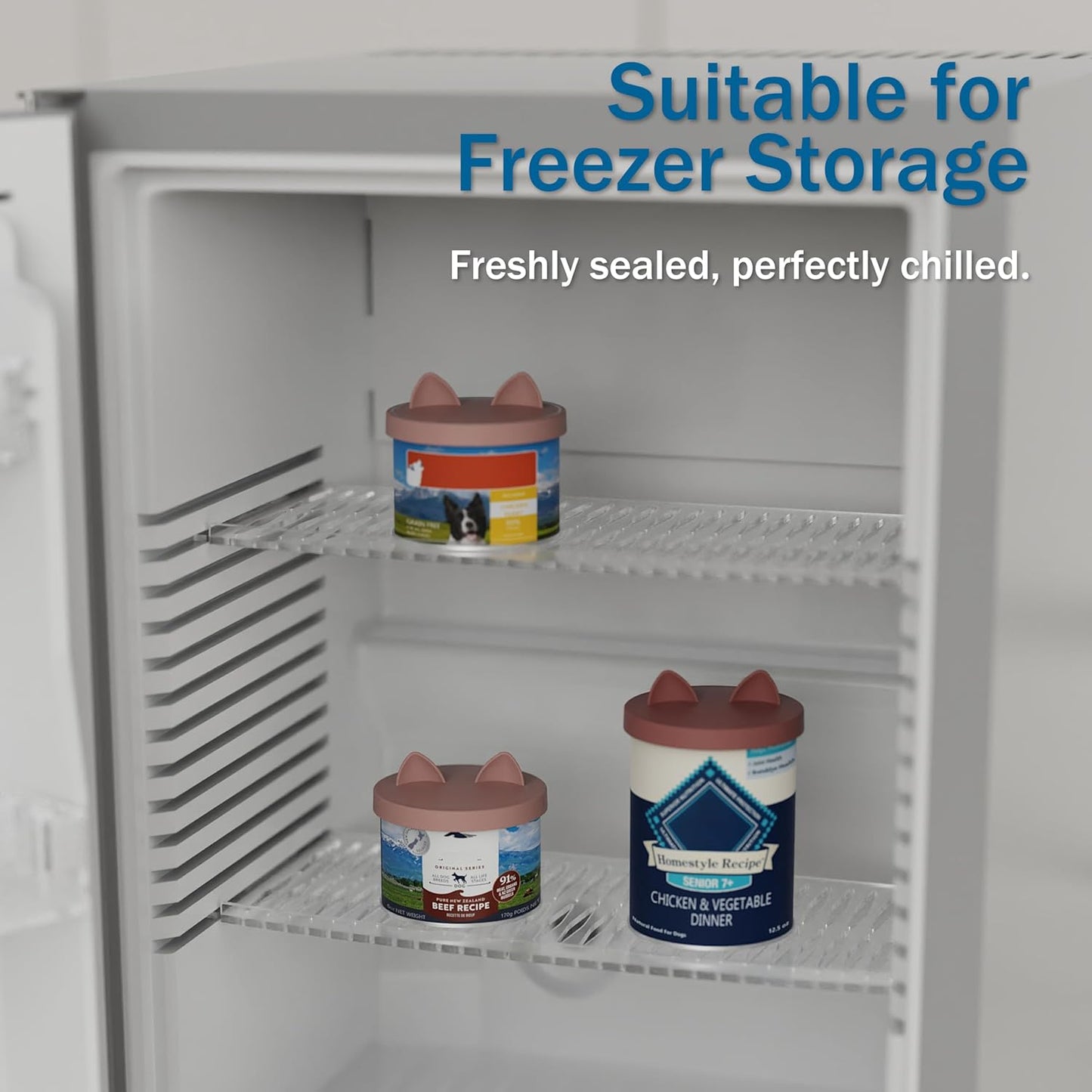 OHMO 2 Pack Pet Food Can Lids, (12.5-14oz) BPA Free Silicone Covers for Cat and Dog Food Cans, Mars&Coral