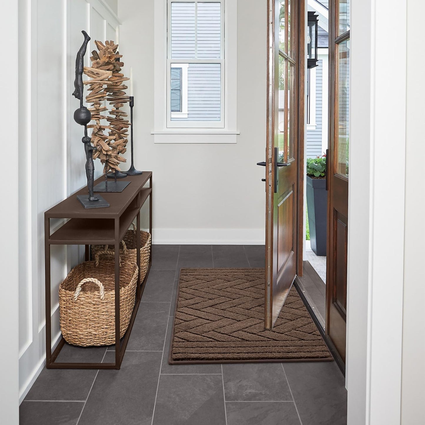 Tindbea Dog Mat for Muddy Paws,Absorbs Moisture Dirt Non-Slip Washable Mud Mat for Dogs,Soft Rubber Backing Front Inside Pet Rug for Entryway, Mud Dog Paws, Patio(20"x48",Latte)