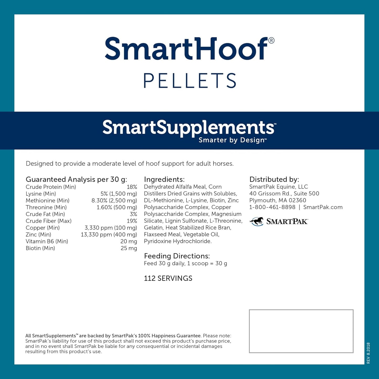 SmartHoof Pellets | Horse Biotin Joint Support Supplement with Essential Minerals for Healthy Hooves | Contains Methionine, Lysine, Copper, Zinc and More | 56 Servings | 7.6 lb Bag