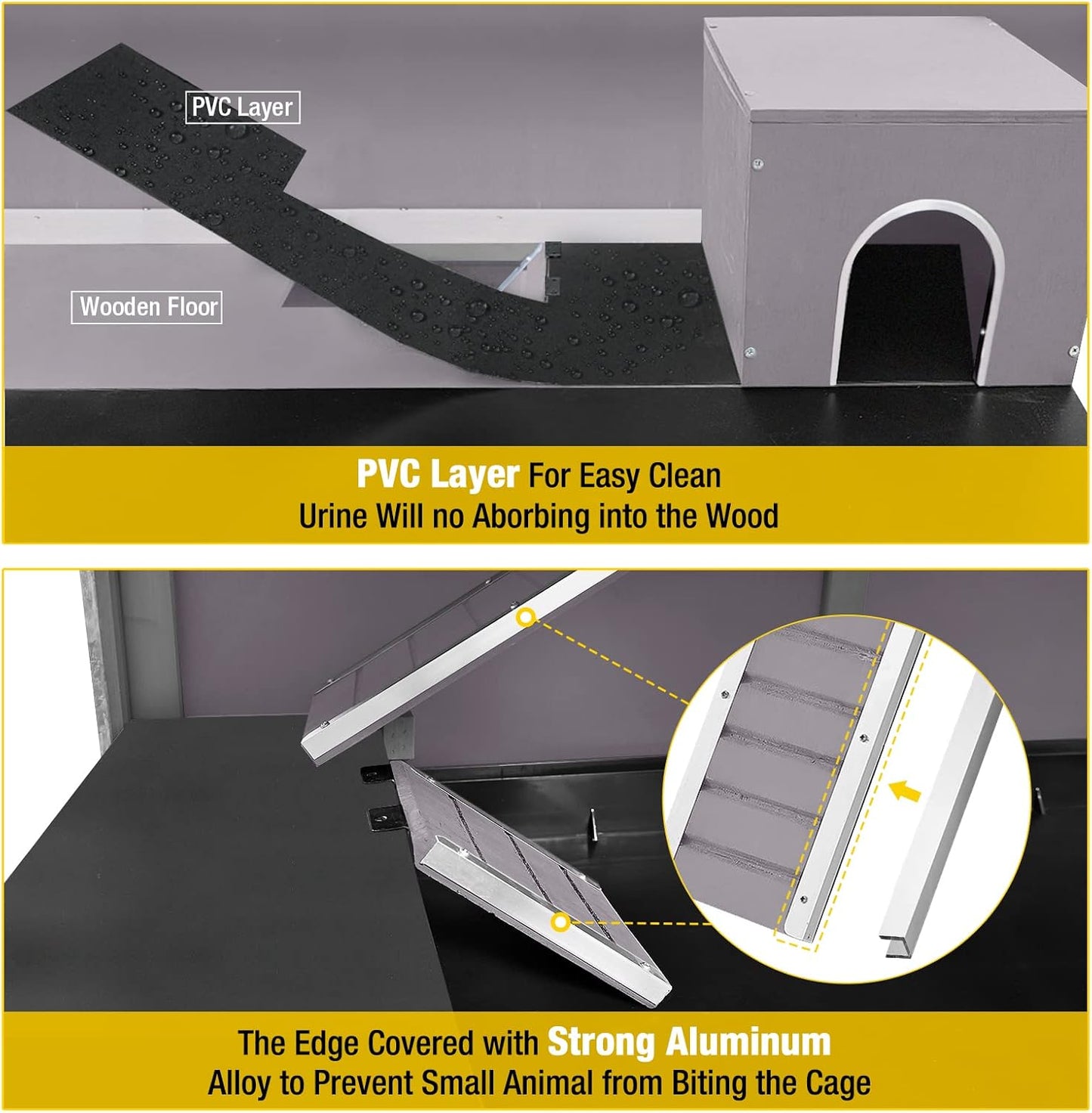 Aivituvin Guinea Pig Cage Chew Proof Hamster Cage Metal Frame Rat House Small Animal Habitat Critter Nation Cage 2 Levels Double Use Movable