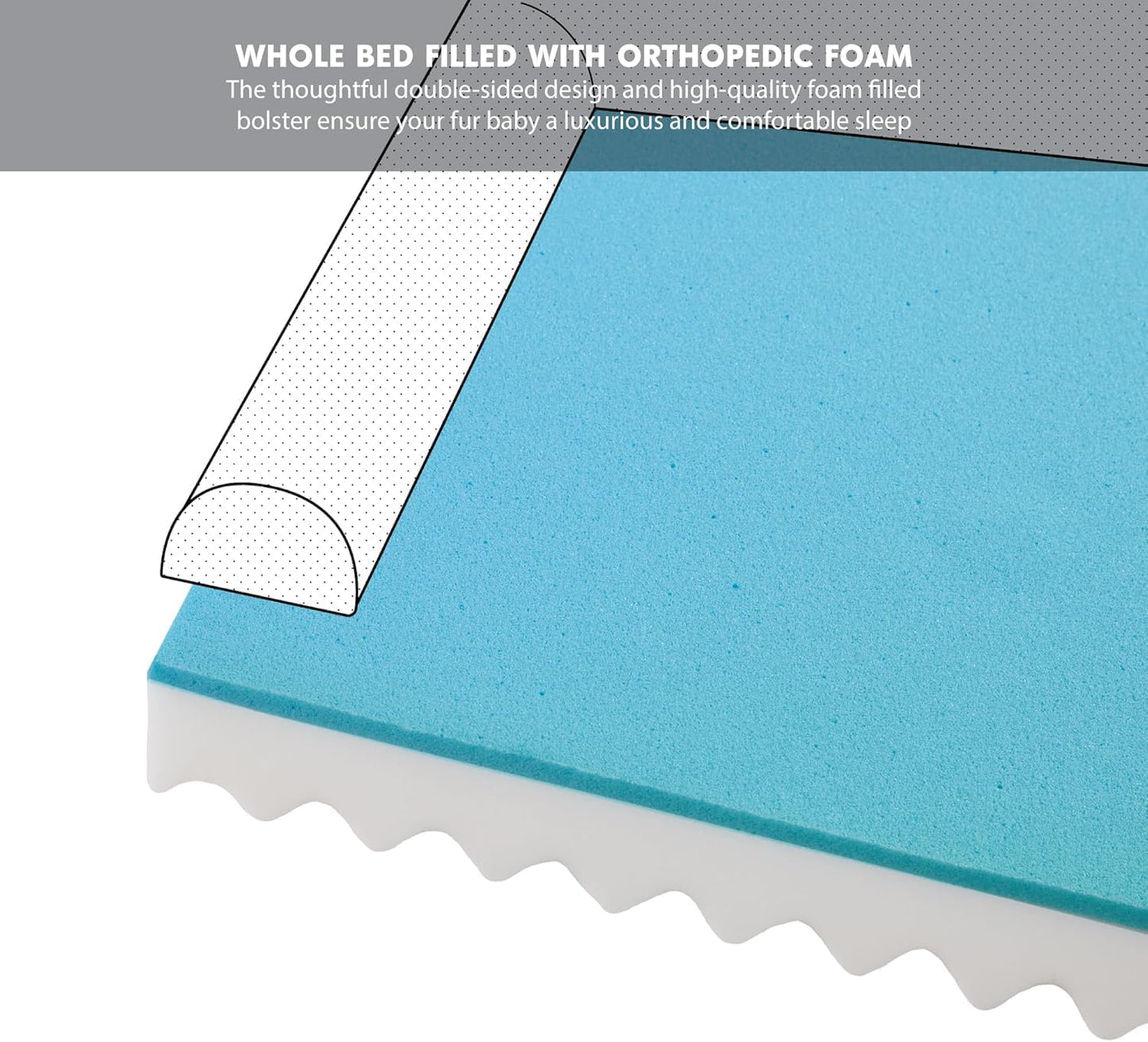 Friends Forever Orthopedic Dog Bed for Extra Large Dogs, Waterproof Memory Foam Dog Sofa Bed XL with Removable Washable Cover, Ally Grey, 42x32x7