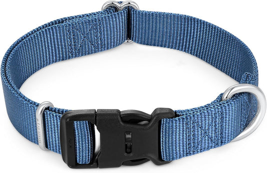 Mikivery Nylon Dog Collar with Quick Release Buckle Soft Adjustable Sturdy for Small Medium Large Dogs Haze Blue,L