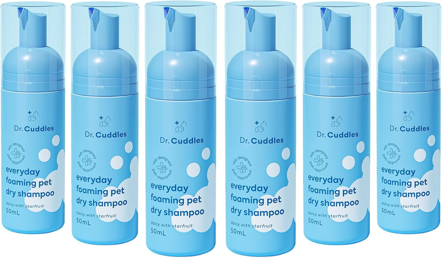 Foaming Dog Dry Shampoo, Travel Size Waterless Dog Shampoo No Rinse, Waterless Cat Shampoo, Natural Botanicals & Deodorant for Dogs & Cats, Vet Formulated, Cleans & Conditions, Summer Pawty Pack of 6