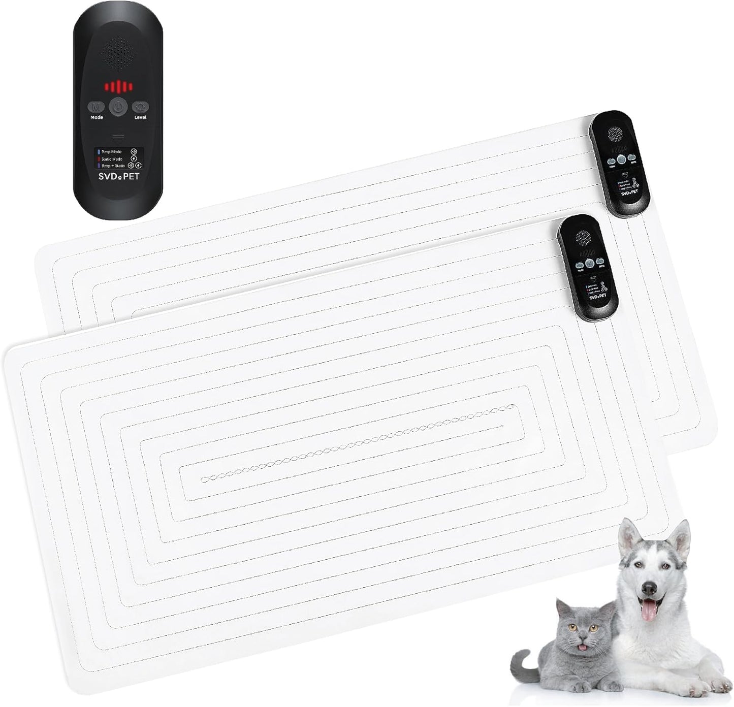 SVD.PET (2-Pack Pet Training Mat with Tester, Pet Shock Pad, Dogs & Cats Electronic Repellent mat for Indoor, 3 Training Modes, 5 Levels, Pet Safe Mode (Black controler 30" X 16")