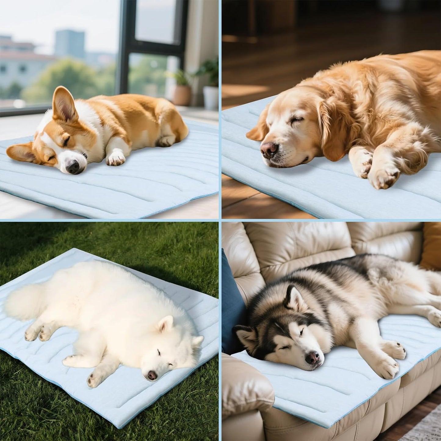 BECEMURU Dog Cooling Mat - 48" x 28" Thickening Cooling Pad Blanket for Crate, Kennel, Bed, Sofa - Machine Washable, Durable, Non-Gel - Keep Your Pet Cool and Comfortable