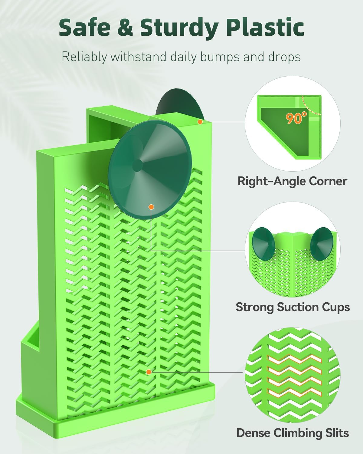 Pawfly Bearded Dragon Feeder - Escape-Proof Corner Reptile Food Box, Wall-Mounted with Suction Cups for Insects - Bug Bowl for Lizards, Geckos, Chameleons & Frogs