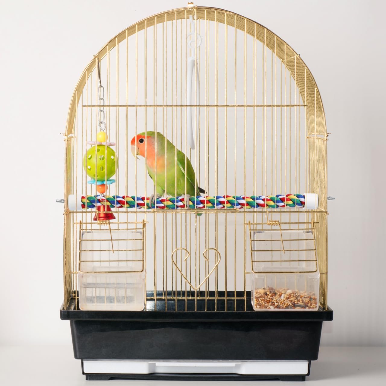 Colorful Bird Rope Perch Stand, Birdcage Swing Spiral Toys, Bird Climbing Standing Bungee Rope Perches Chew Toys Cage Accessories for Cockatiels Parrots Birds (40CM/15.7inch)