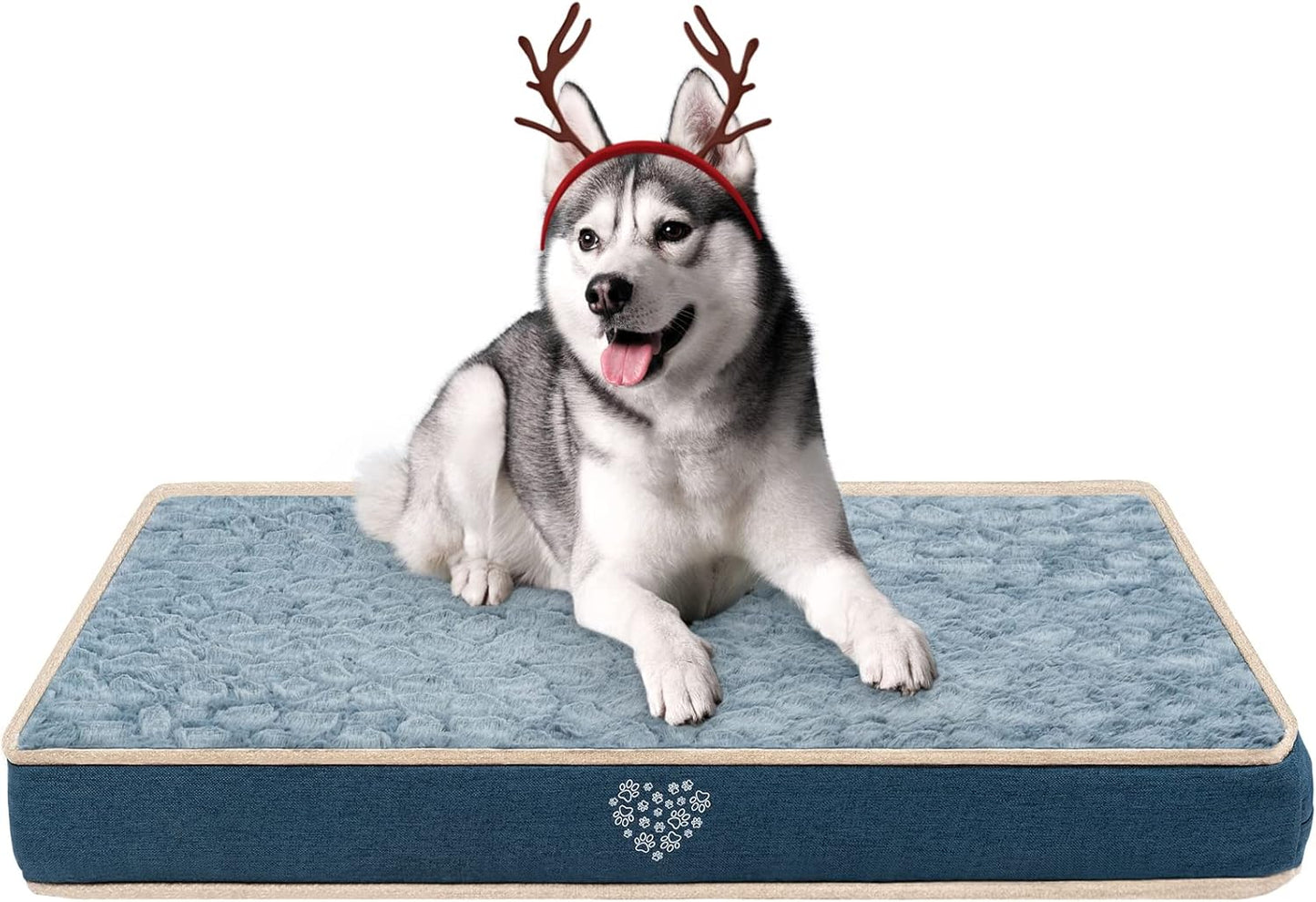 VANKEAN Waterproof Dog Crate Pad Bed Mat Reversible (Warm&Cool), Removable Washable Cover & Waterproof Inner Lining, Pet Crate Mattress for Cats and Dogs, Joint Relief Dog Bed for Crate, Navy