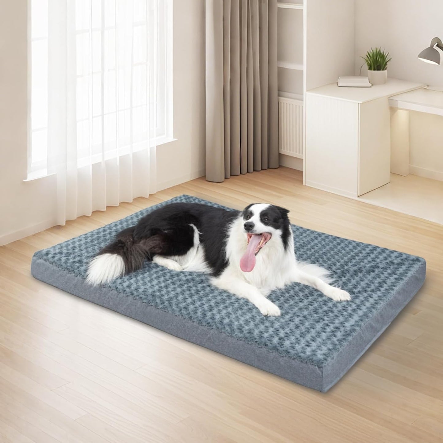 KHONSU PET Dog Bed Mat Plush 4in Orthopedic Pad for Large Dogs up to 150 lbs XXXL Large Waterproof Plush & Removable Cover Machine Washable for Gaint Dogs