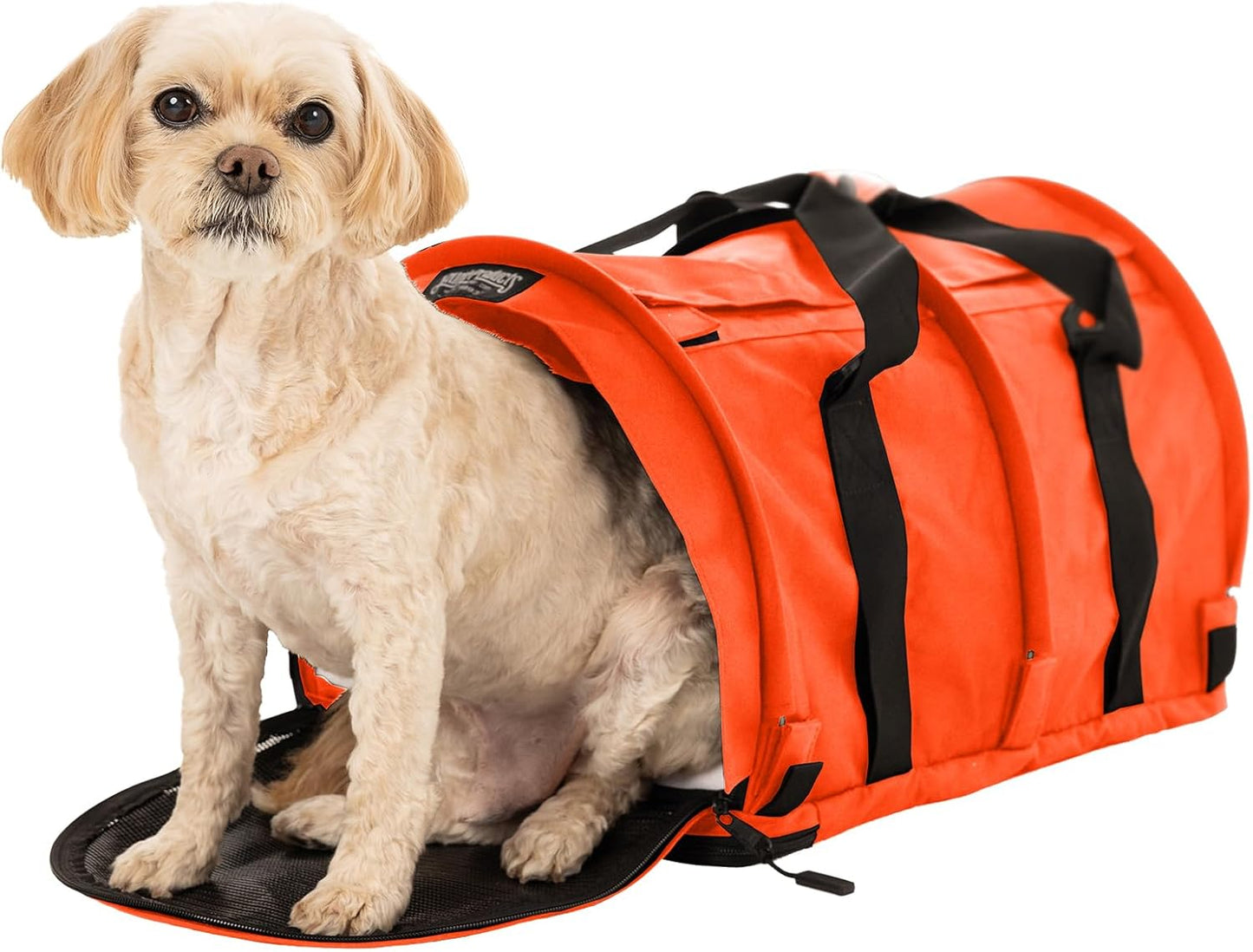 SturdiBag Pro 2.0 Pet Travel Carrier for Cats and Dogs | Soft Sided Pet Carrier Bag with Safety Clips and Seatbelt Straps for Car Travel | XL, Orange