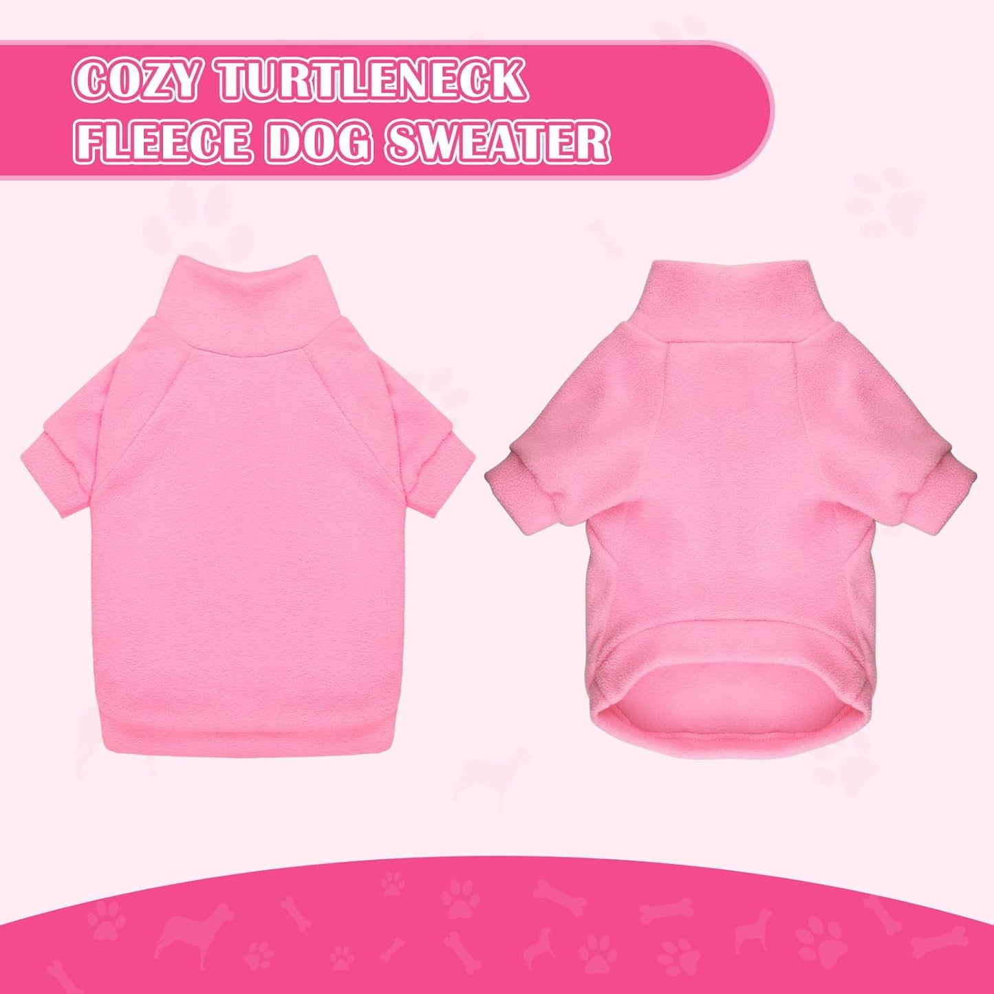 3 Pack Dog Sweater Fleece Pet Clothes Turtleneck Soft Warm Sweatshirt Dog Sweaters for Small Dogs Sweaters for Medium Dogs Boy Girl Pet(Pink+Hotpink+Purple,S/M)