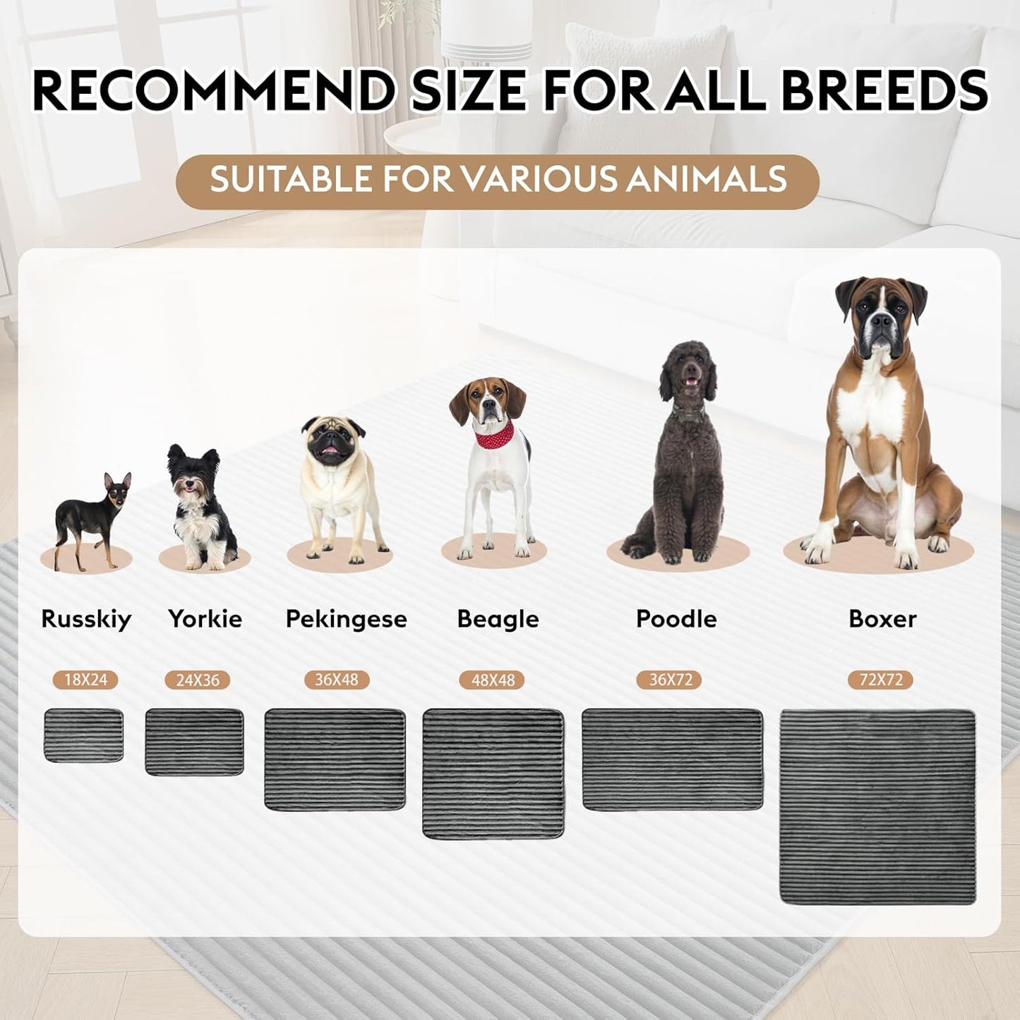 Flannel Washable Pee Pad for Dogs - 1 Pack Reusable Dog Pee Pads Extra Large, Fast Absorb Pet Playpen Mat with Non-Slip Back, Waterproof Puppy Training Pad. (Dark Grey, 72" X 72")